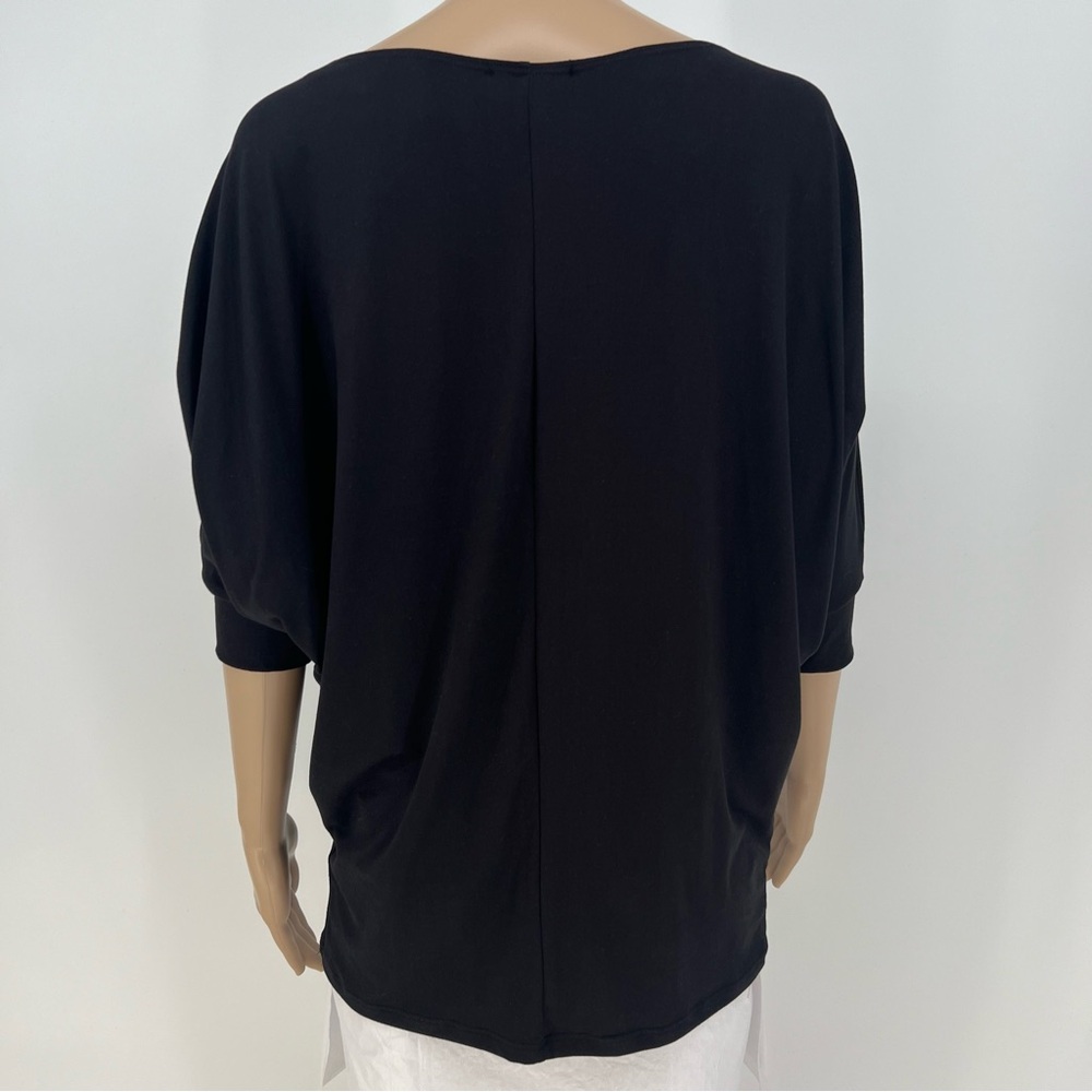 White Birch Top Womens Black With 3/4 Dolman Sleeve Batwing Sleeve Soft Feel NEW - Picture 4 of 8